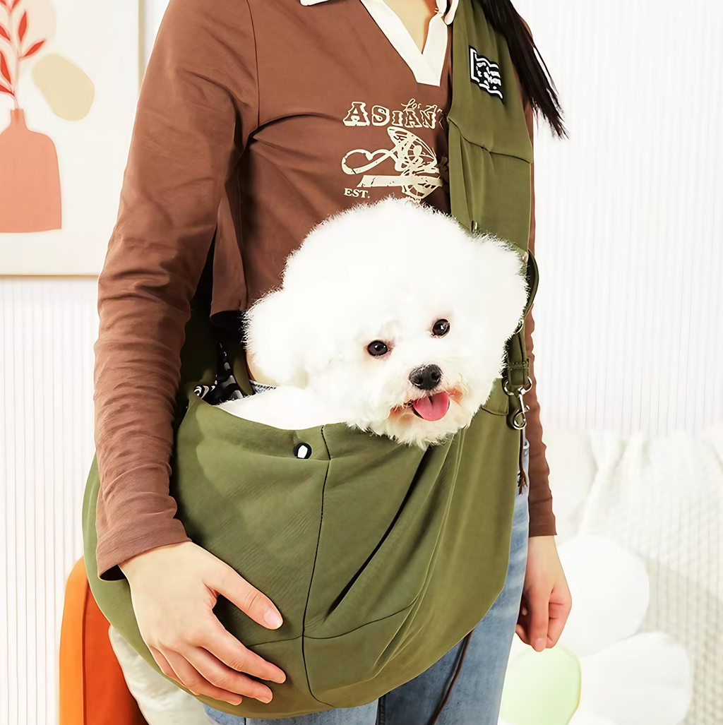 Sac de transport bandoulière pour petit chien ou chat, 7 coloris, vert armée