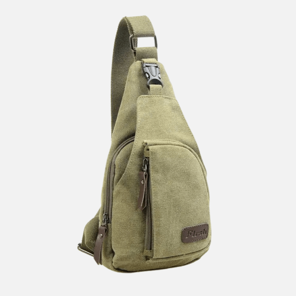 Sac bandoulière en toile, sangle réglable, 37 x 17 x 6 cm, vert armée