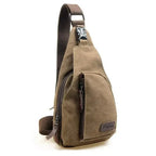 Sac bandoulière en toile, sangle réglable, 37 x 17 x 6 cm, café