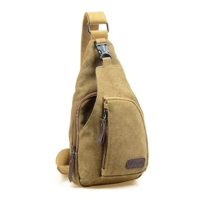 Sac bandoulière en toile, sangle réglable, 37 x 17 x 6 cm, kaki