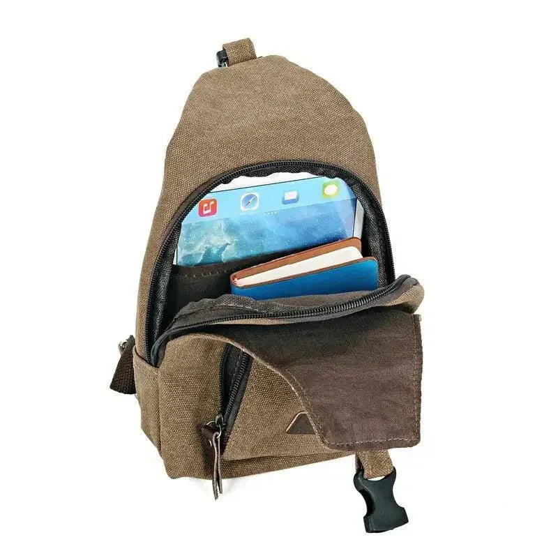 Sac bandoulière en toile, sangle réglable, 37 x 17 x 6 cm