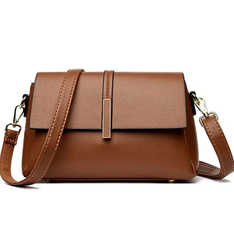 Sac besace femme en similicuir à pompons, cinq coloris, marron