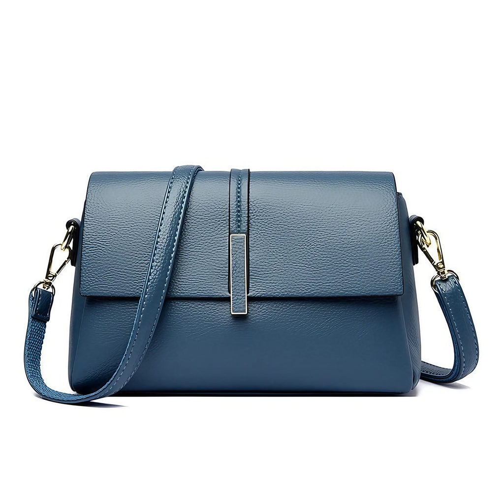 Sac besace femme en similicuir à pompons, cinq coloris, bleu