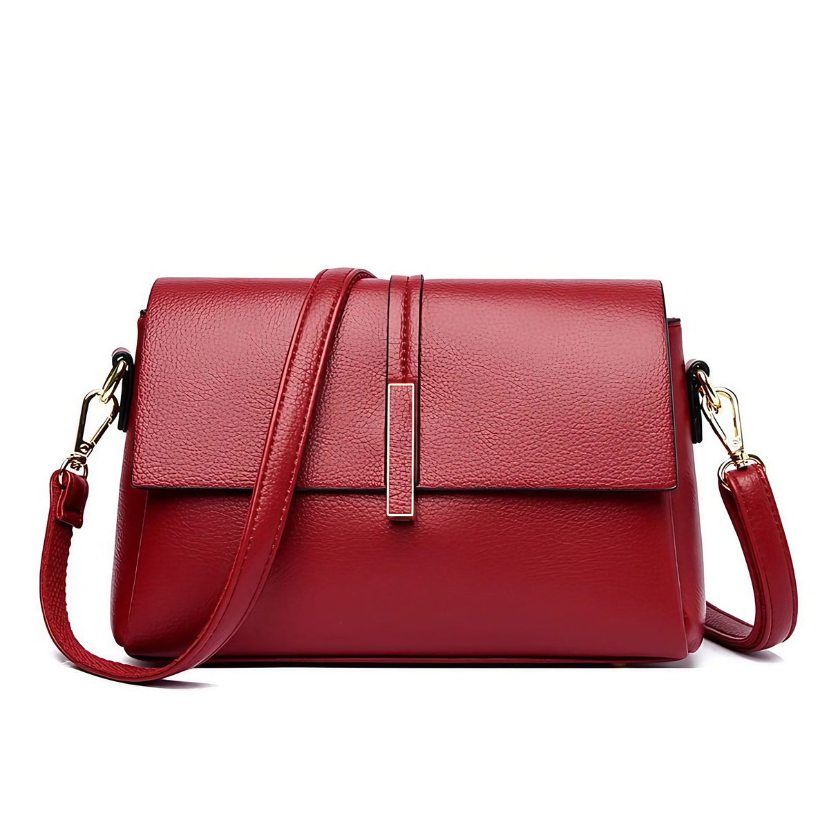 Sac besace femme en similicuir à pompons, cinq coloris, rouge