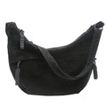 Sac besace femme en faux daim, forme demi-lune, noir