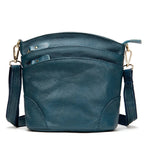 Sac besace femme en similicuir, deux poches avant, six coloris, bleu