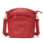 Sac besace femme en similicuir, deux poches avant, six coloris, rouge