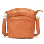 Sac besace femme en similicuir, deux poches avant, six coloris, orange camel
