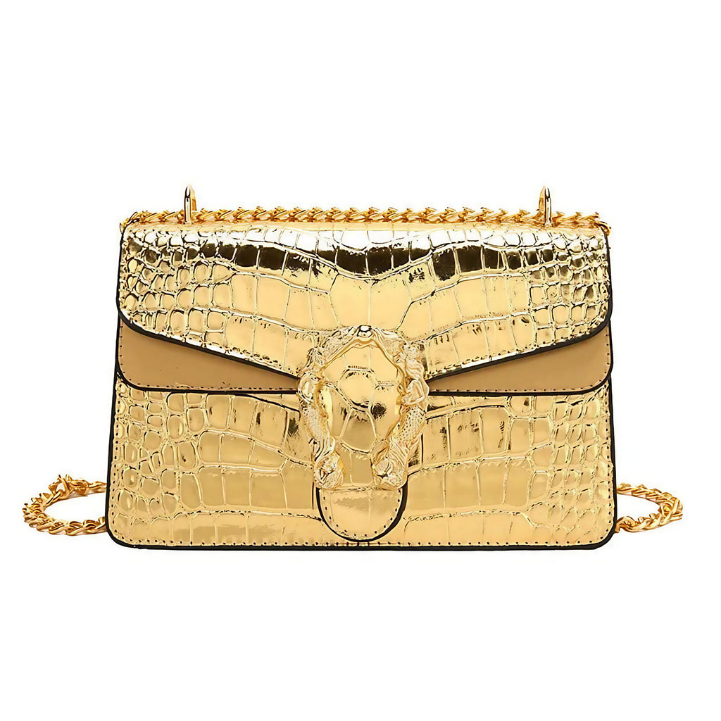 Sac besace femme en similicuir, bandoulière ajustable, six coloris, doré