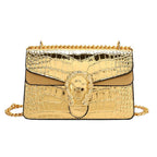 Sac besace femme en similicuir, bandoulière ajustable, six coloris, doré