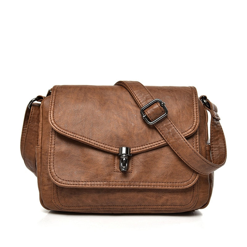 Sac besace femme en similicuir, bandoulière réglable, six coloris, marron