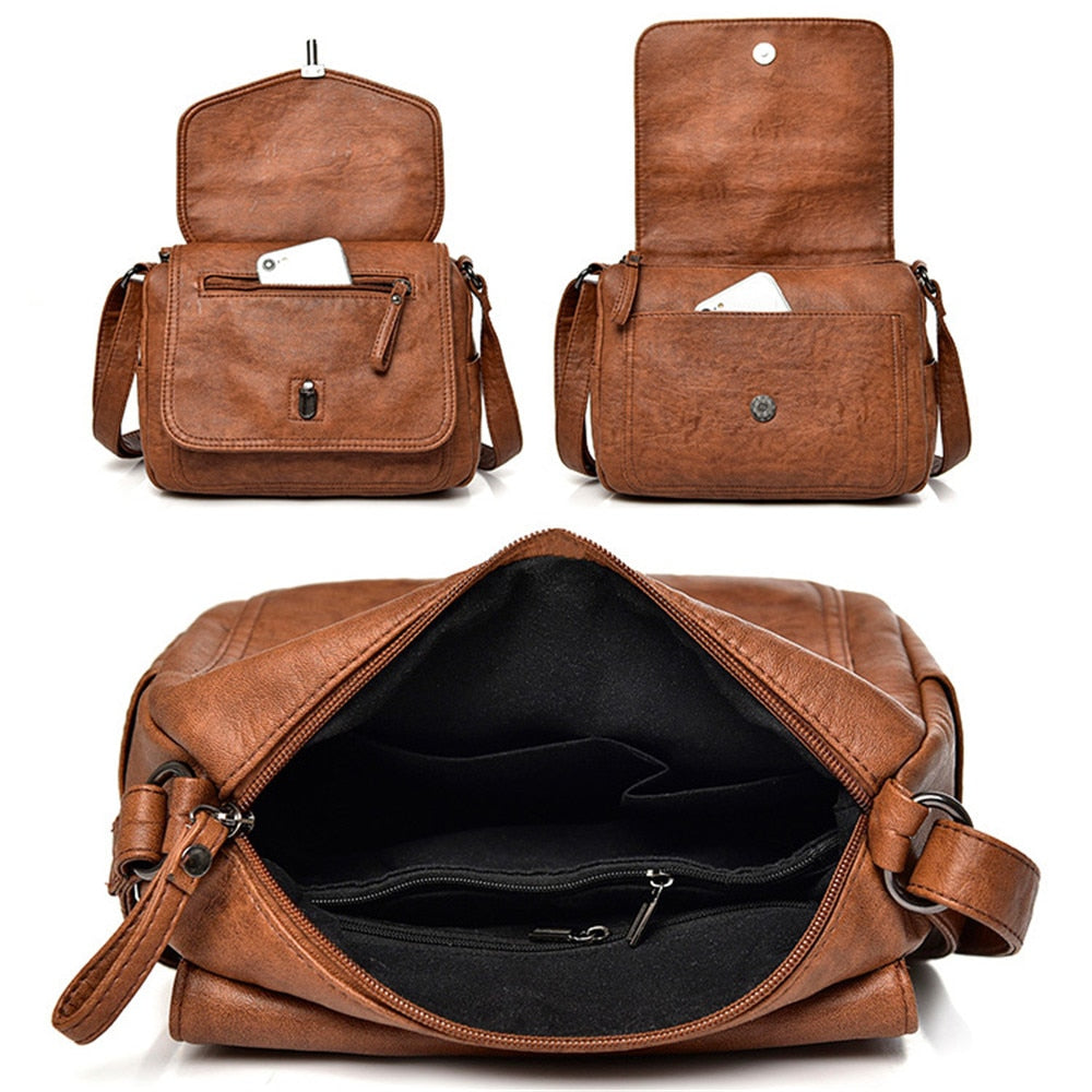Sac besace femme en similicuir, bandoulière réglable, six coloris