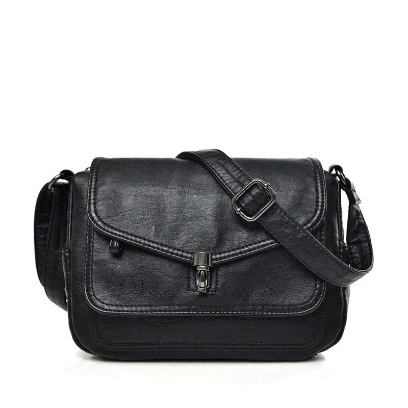 Sac besace femme en similicuir, bandoulière réglable, six coloris, noir
