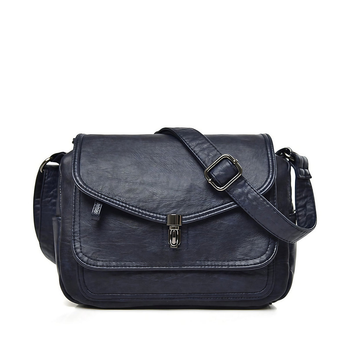 Sac besace femme en similicuir, bandoulière réglable, six coloris, bleu