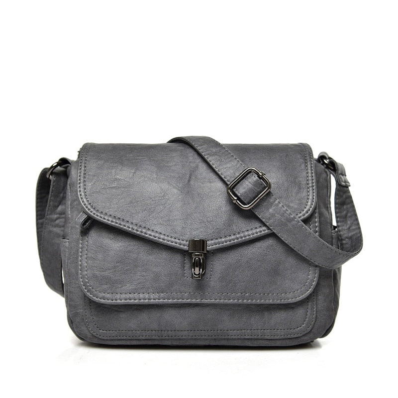 Sac besace femme en similicuir, bandoulière réglable, six coloris, gris