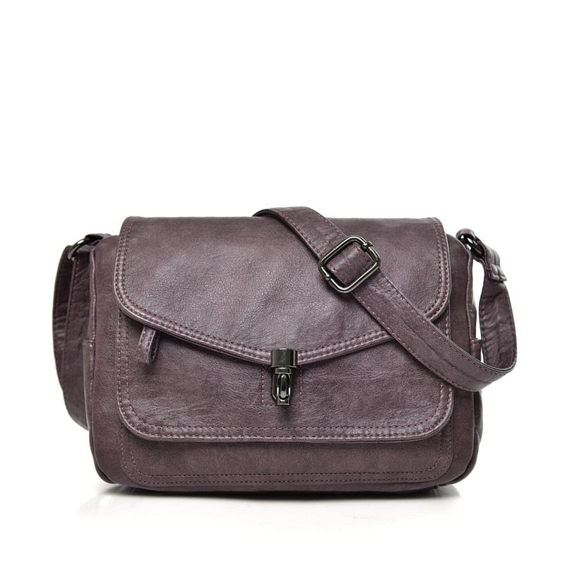 Sac besace femme en similicuir, bandoulière réglable, six coloris, violet