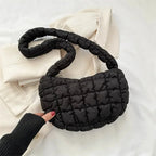 Sac besace femme matelassé effet bulle, bandoulière large, noir
