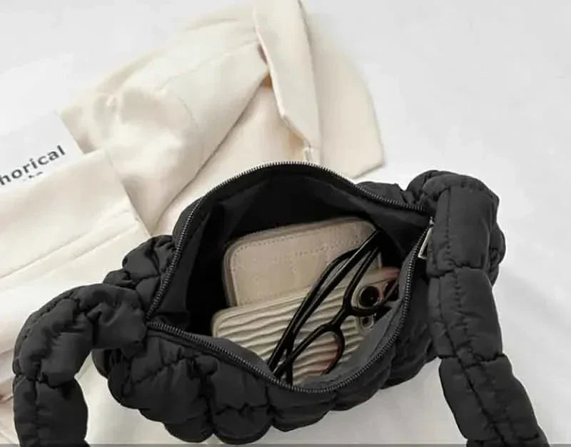 Sac besace femme matelassé effet bulle, bandoulière large