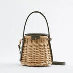 Petit sac seau femme à détails vert foncé, 15 x 15 cm, vert foncé