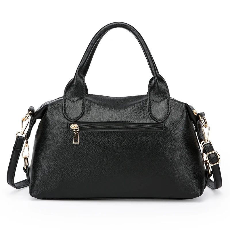 Sac bowling femme noir en similicuir grainé, 29 x 19 cm