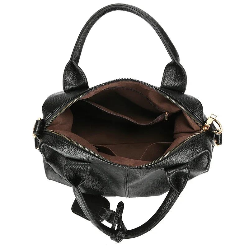 Sac bowling femme noir en similicuir grainé, 29 x 19 cm