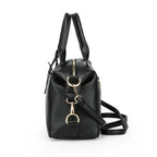 Sac bowling femme noir en similicuir grainé, 29 x 19 cm