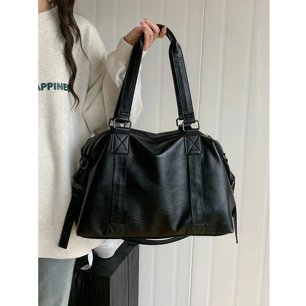 Sac cabas femme format ordinateur, bandoulière amovible, noir