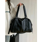 Sac cabas femme format ordinateur, bandoulière amovible, noir
