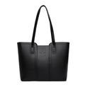 Sac cabas femme en similicuir grainé, fermeture éclair, noir
