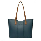 Sac cabas femme en similicuir grainé, fermeture éclair, bleu