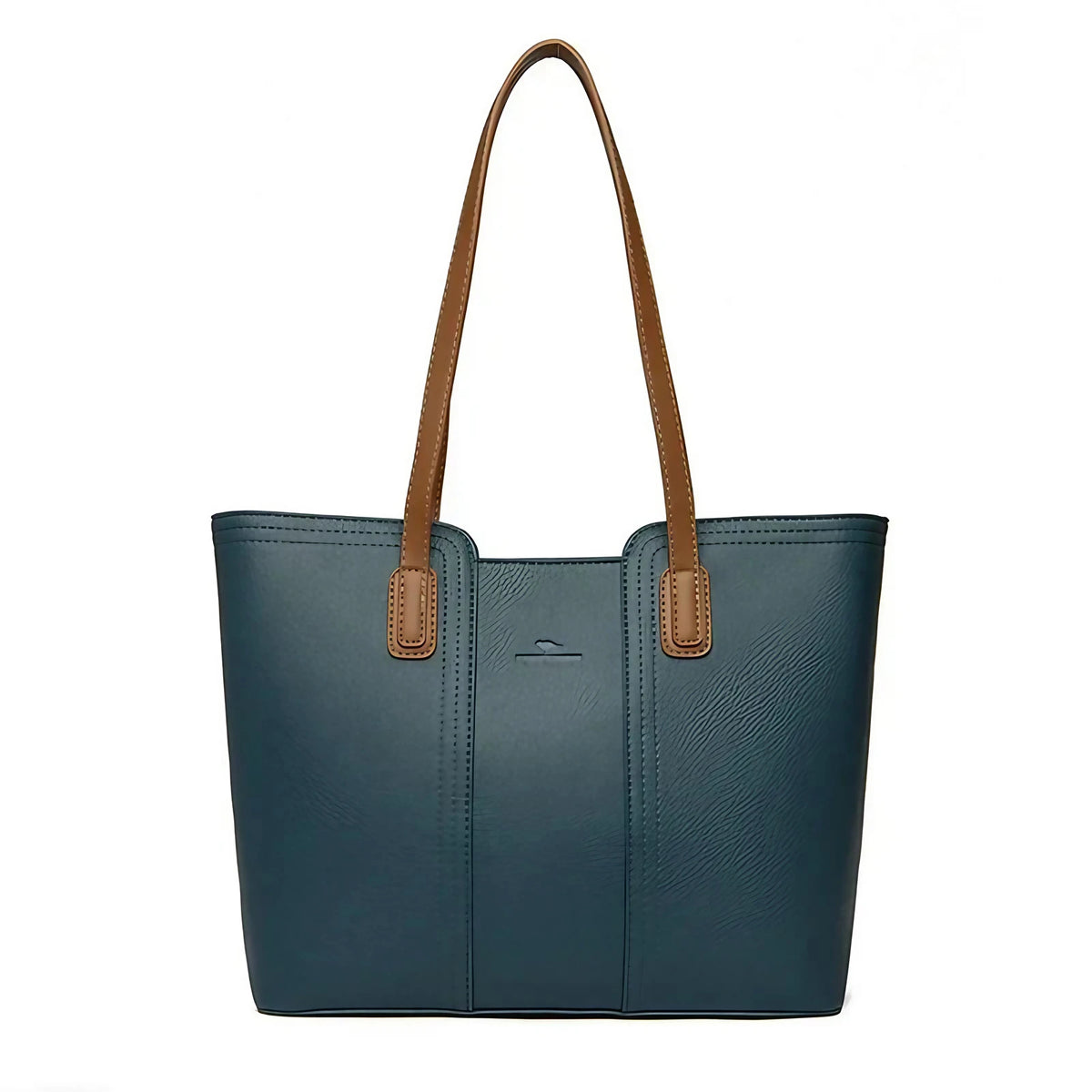 Sac cabas femme en similicuir grainé, fermeture éclair, bleu