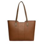 Sac cabas femme en similicuir grainé, fermeture éclair, marron