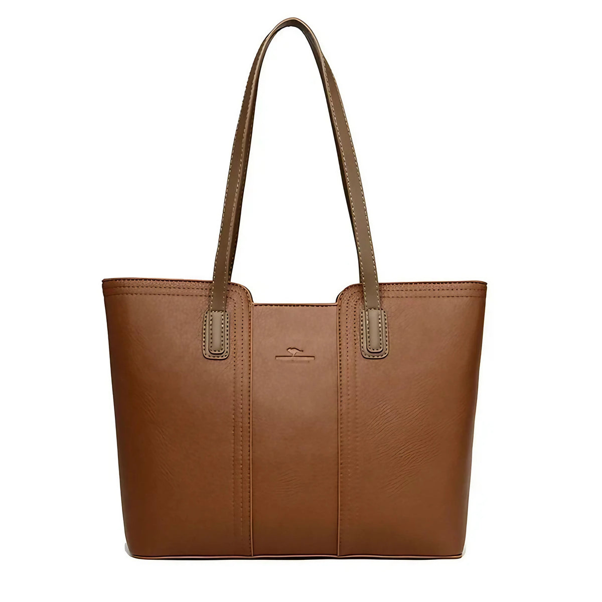 Sac cabas femme en similicuir grainé, fermeture éclair, marron
