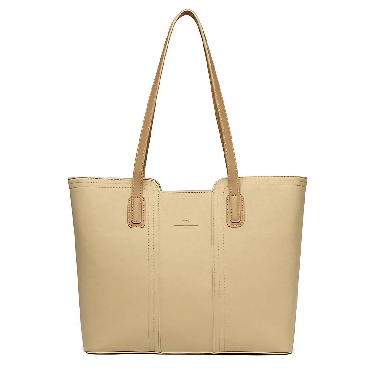 Sac cabas femme en similicuir grainé, fermeture éclair, beige