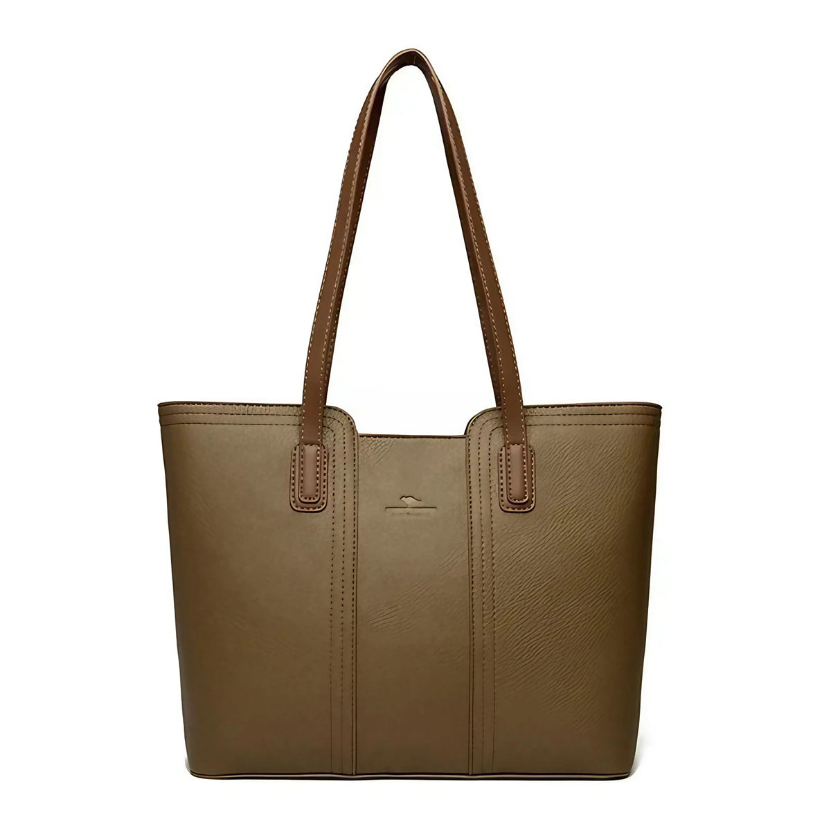 Sac cabas femme en similicuir grainé, fermeture éclair, taupe