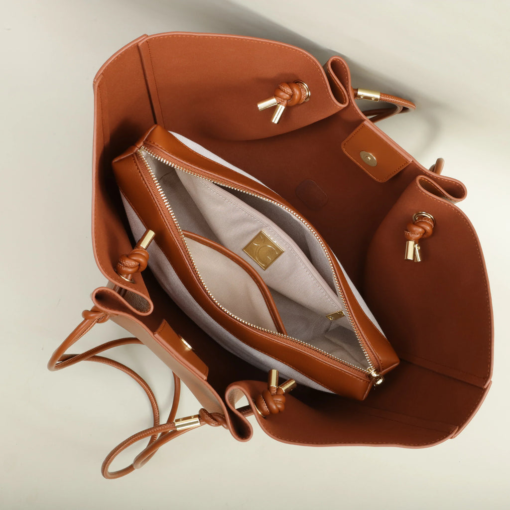 Sac cabas femme structuré en similicuir, fermeture aimantée