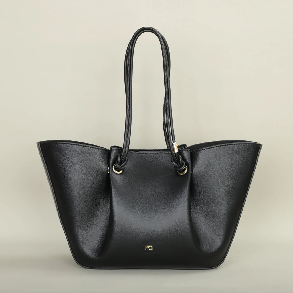 Sac cabas femme structuré en similicuir, fermeture aimantée, noir
