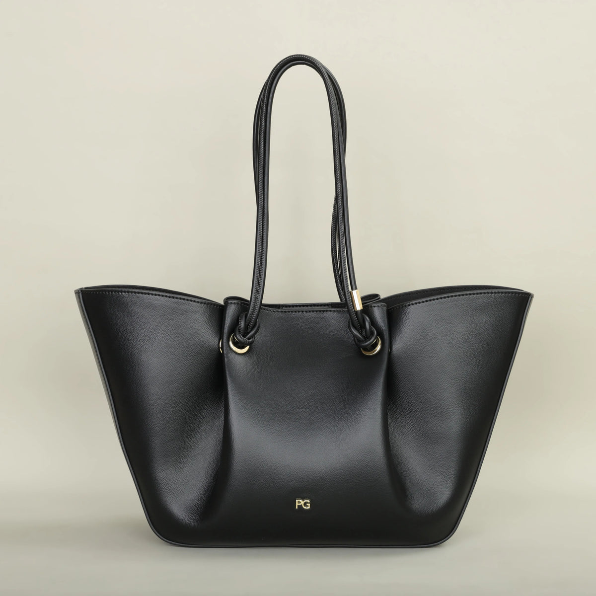 Sac cabas femme structuré en similicuir, fermeture aimantée, noir