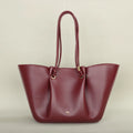 Sac cabas femme structuré en similicuir, fermeture aimantée, rouge vin
