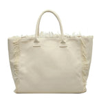 Sac cabas de plage femme en toile, poche zippée, 46 x 28 cm, beige
