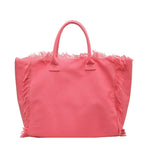 Sac cabas de plage femme en toile, poche zippée, 46 x 28 cm, rose