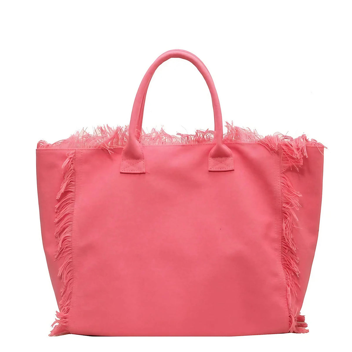 Sac cabas de plage femme en toile, poche zippée, 46 x 28 cm, rose