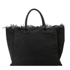 Sac cabas de plage femme en toile, poche zippée, 46 x 28 cm, noir