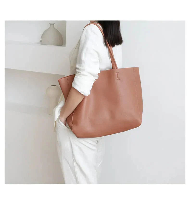 Sac cabas femme en cuir, 36 x 11 x 28 cm, cinq coloris