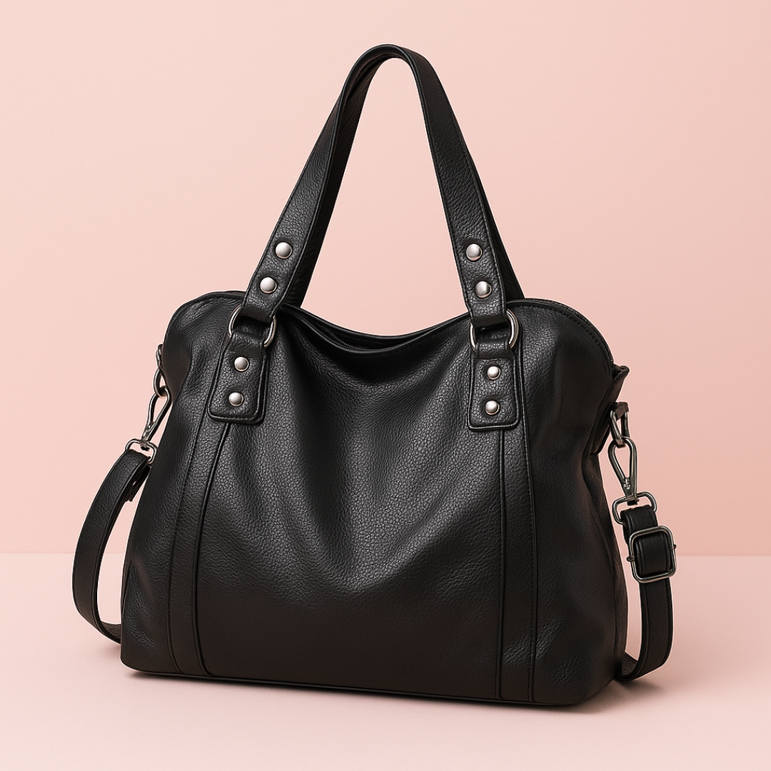 Sac cabas femme en similicuir souple, ordinateur 15,6 pouces, noir