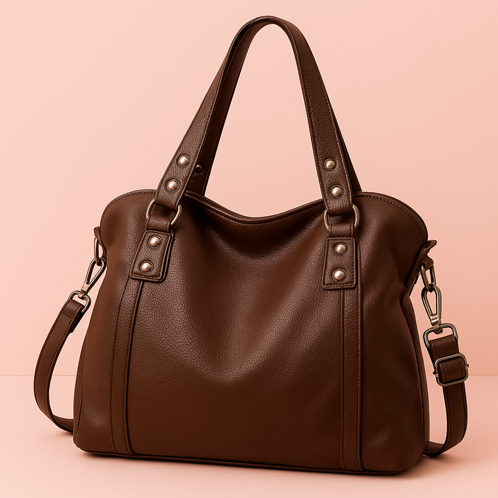 Sac cabas femme en similicuir souple, ordinateur 15,6 pouces, marron