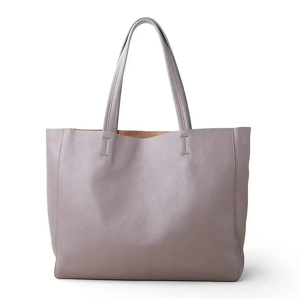 Sac cabas femme en cuir, 36 x 28 x 11 cm, cinq coloris, gris