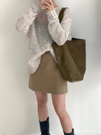Sac cabas femme en faux daim, format A4, trois coloris