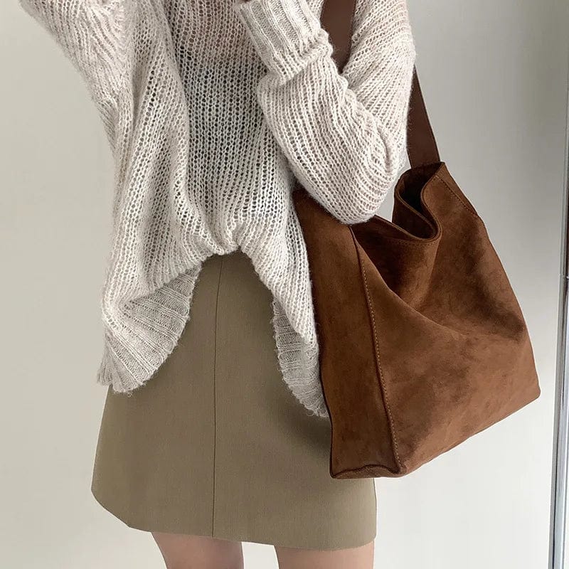 Sac cabas femme en faux daim, format A4, trois coloris