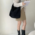 Sac cabas femme en faux daim, format A4, trois coloris